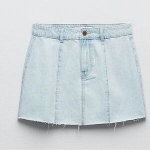 Zara Denim Skirt - Light Wash, Raw Hem
